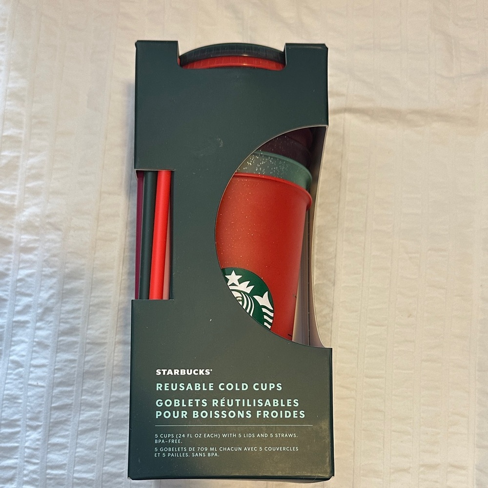 Starbucks Red Reusable Cold Cups with Lids and Straws (5 pack)